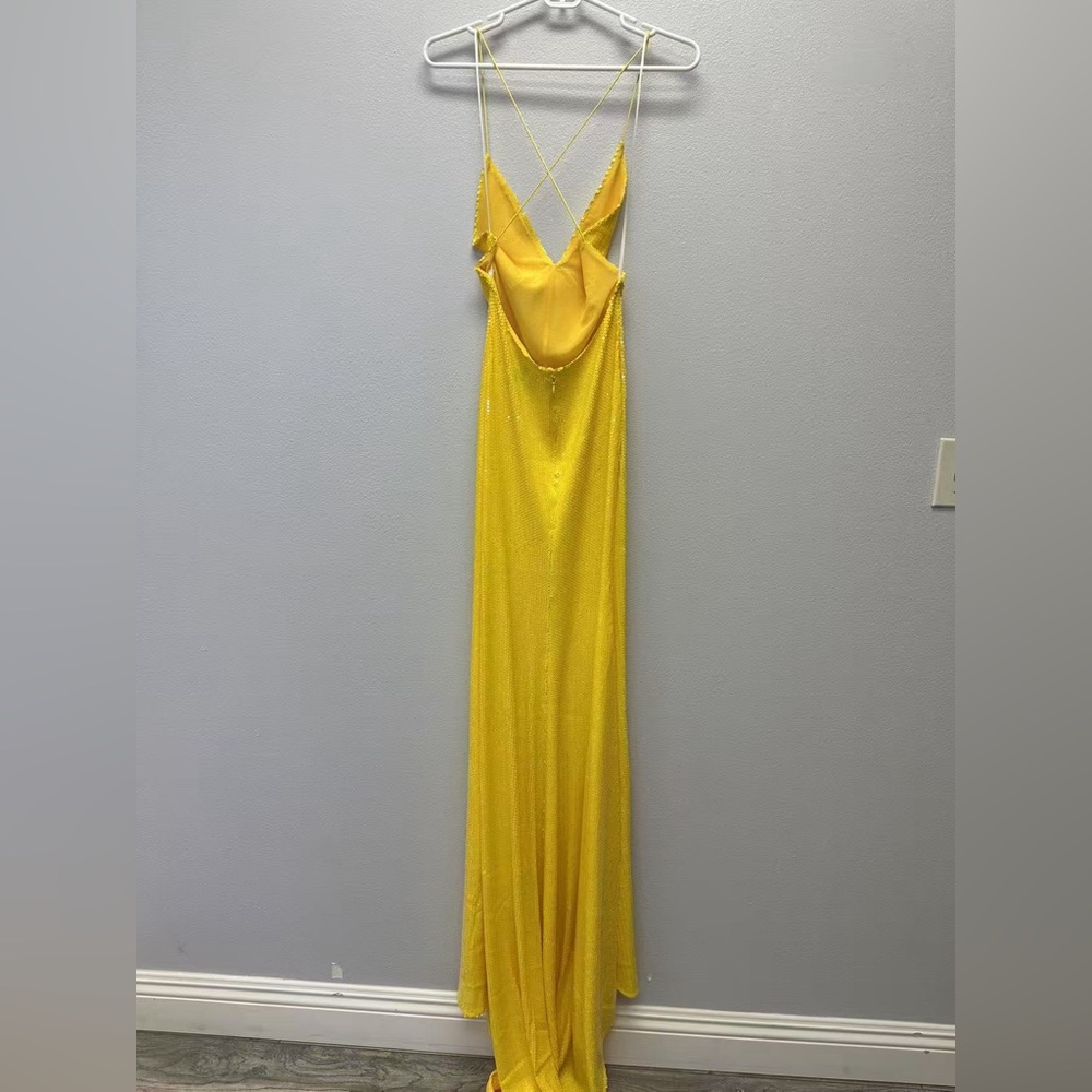 Alex Perry Backless Sequin Dress Yellow - Picture 4 of 6